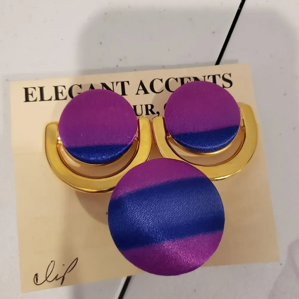 New Matching Scarf, Clip, And Clipon Earrings